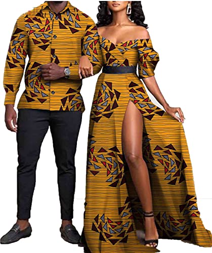 stdpcxz Traditionelle Hochzeit Im Afrikanischen Stil Paar Kleidung Mit Wachsdruck Für Frauen Langes Kleid Und Herren Tribal Outfits Party Tragen Outfit Afrikanische Kleidung 3,L