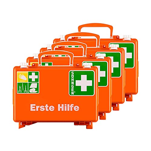 SÖHNGEN BIGPACK 4 x Erste-Hilfe-Koffer QUICK + Wandhalterung, orange, DIN 13157 aus Kunststoff, Art.-Nr. 301125