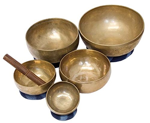 Klangschale 1400g Messing Bronze Handgetrieben Meditation Klangtherapie Indien