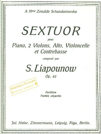 Sextett b-Moll opus.63: für 2 Violinen, Viola, Violoncello und Klavier