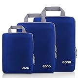 Amazon Brand - Eono Komprimierbaren Packwürfeln zur Organisation Ihres Reisegepäcks, Compression Packing Cube, Packtaschen Set & Gepäck Organizer für Rucksack & Koffer - Navy, 3-teilig