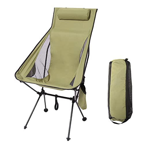 Lwaviwer Ultraleichte hohe Rückenlehne, faltbar, tragbar, hohe Rückenlehne, für Outdoor, Camping, Picknick, Angeln, Grün