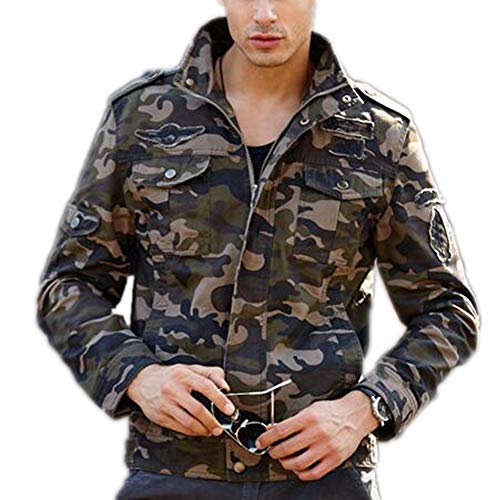 Keephen Herren Military Jacken Lässige Combat Camo Jacke Mantel Full Zip Army Jacke