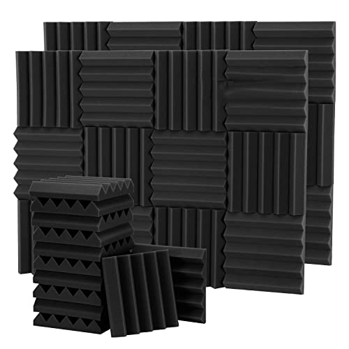 Jojomino Akustik-Platten, 24,8 x 24,8 x 5,1 cm, Keil, schalldicht, Schaumstoff, für Aufnahmestudio, akustische Behandlungen, 36 Stück