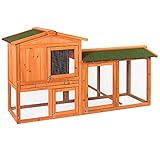 Home Discount Kaninchenstall aus Holz mit 2 Etagen, auch für Meerschweinchen, Tierkäfig mit Ausziehfächern