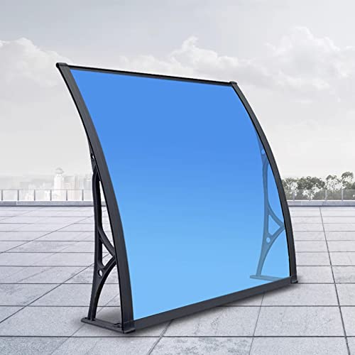 Blaue Fenstermarkise, Moderne Polycarbonat-Abdeckung für Deckentüren schwarzer Aluminiumrahmen Markisenüberdachung für die Vordertür im Freien Überdachung für den Außenbereich