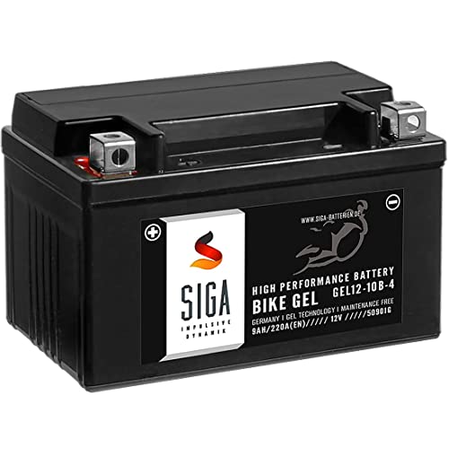 SIGA Gel Motorradbatterie 12V 9Ah 220A/EN Gel Batterie YTZ10-S GEL12-10B-4 YT10B-4 GTZ10-4 GT10B-4 TTZ10S-4