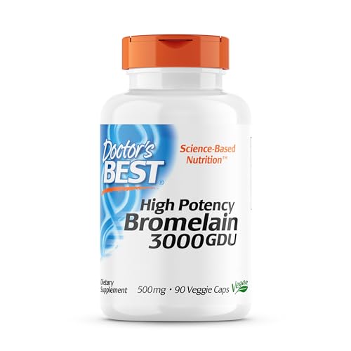 Doctor's Best, Bromelain 3.000 GDU, 500 mg, 90 vegane Kapseln, Laborgeprüft, Enzyme, Glutenfrei, Sojafrei, Ohne Gentechnik
