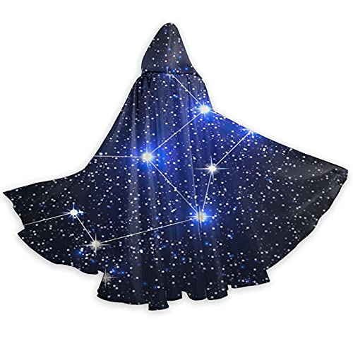 RFSHOP Blauer Sternenhimmel Glänzend Blau Astrologie Halloween Kapuzenumhang Erwachsene Herren und Damen Umhang Cosplay Party Supplies Kleid Kleidung Geschenk Kostüme