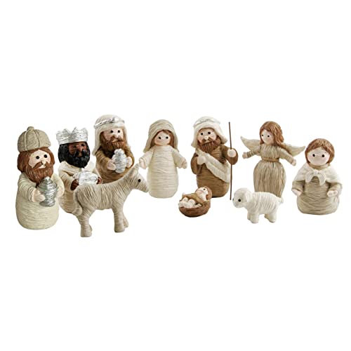 windyday 10 Stück Weihnachtskrippe Krippenfiguren Jesus Statuen - Weihnachts Krippe Figuren Krippe Skulptur Set Für Weihnachtsdekoration Ornamente