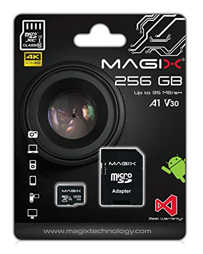 Magix MicroSD Speicherkarte 4K Series Klasse10 V30 + SD Adapter bis zu 95 MB/s (256GB)