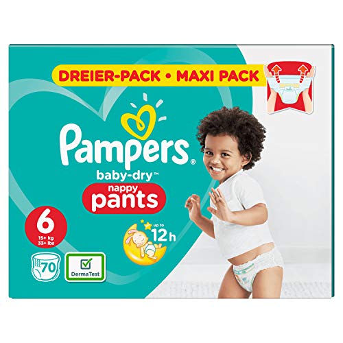 Pampers Babay-Dry Pants, Gr. 6, 15kg+, Dreier-Pack (1 x 70 Windeln)