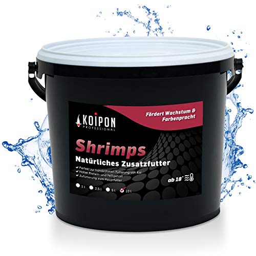KOIPON Shrimps getrocknet 10 l, Naturfutter ergänzend zu Koifutter für japanische Koi & Goldfischfutter, Koifutter Leckerli Handfütterung
