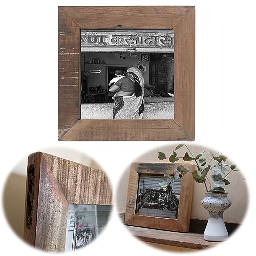 LS-LebenStil Wand-Bilderrahmen Fund-Holz Braun 20x15cm Fotorahmen Vintage Retro Recycelt