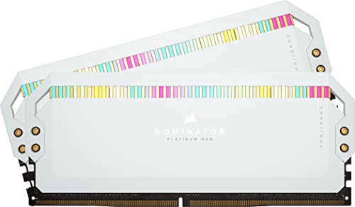 Corsair Dominator Platinum DDR5 32GB (2 x 16 GB) DDR5 5200MHz C40 Intel Optimierte Desktop-Arbeitsspeicher (Patentierte DHX-Kühlung von CORSAIR, 12 Leuchtstarke CAPPELIX RGB LEDs) Weiß
