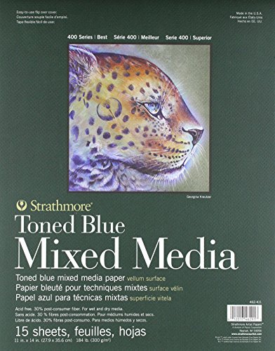 Strathmore 400 Series Toned Blue Mixed Media Pad 9" x 12" stahlblau