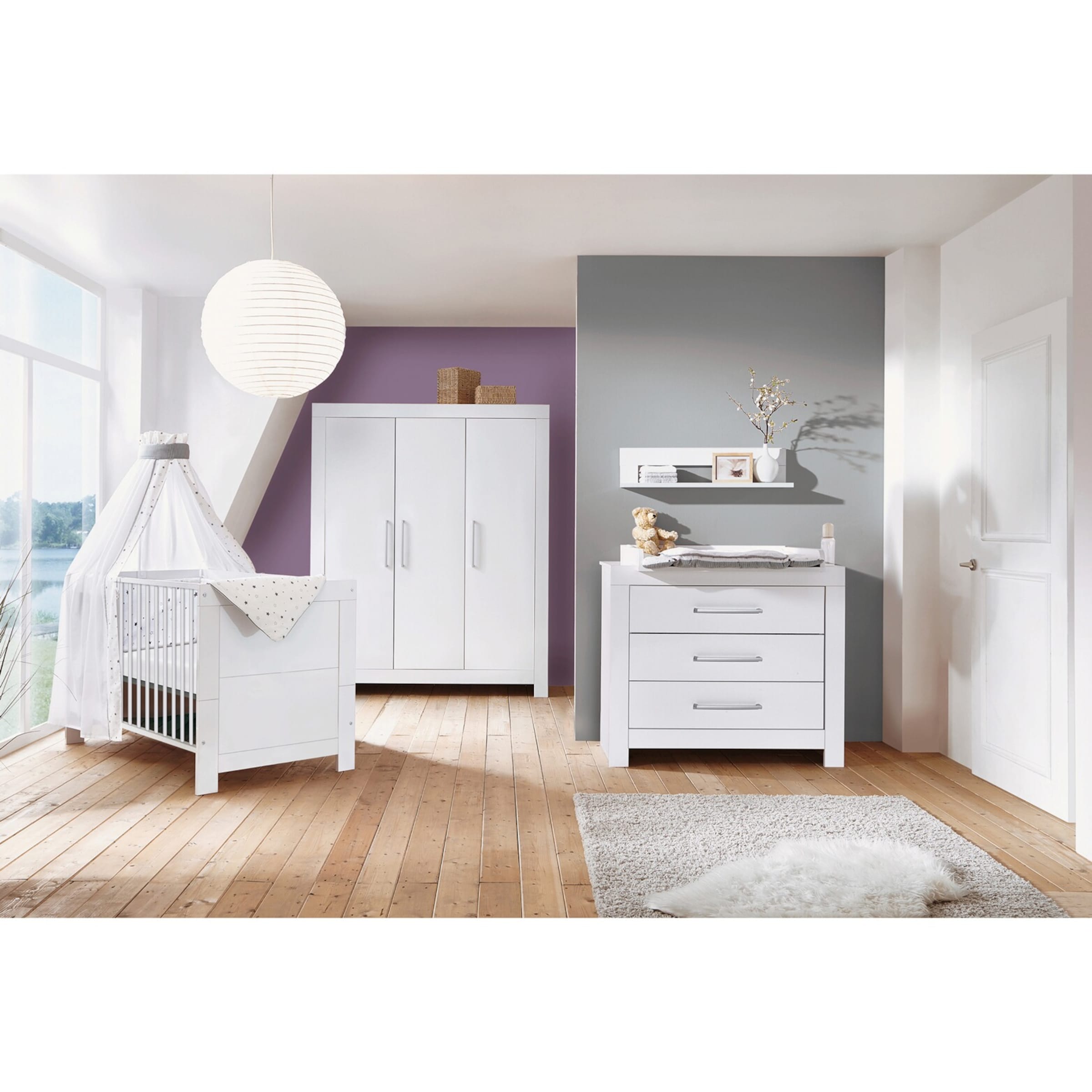Schardt 3-tlg. Babyzimmer Nordic White mit 3-türigem Kleiderschrank
