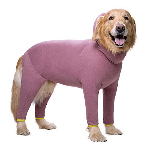 NashaFeiLi Haustierkleidung, Hunde-Kapuzenpullover, Pyjama, 4 Beine, Overall aus Baumwolle, Einteiler für mittelgroße und große Hunde (Nr. 34, Pink)