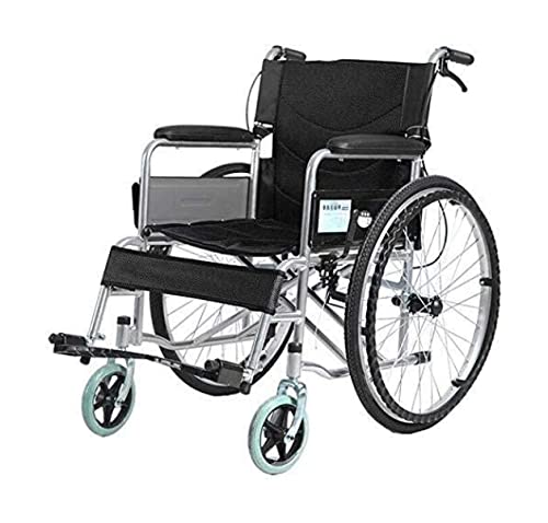 Zusammenklappbarer, leichter Rollstuhl, manueller, selbstfahrender Rollstuhl aus Stahl, tragbarer Reisetransportstuhl für Erwachsene mit doppelten Handbremsen für ältere Senioren und behinde