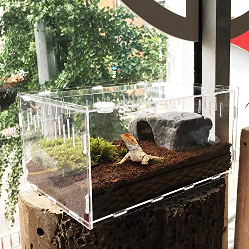 Welltobuy Reptilienbox für Reptilien, Terrarium, Acryl, für Eidechsen, Spinnen, Schlangen, Frosch, 29 cm x 19,6 cm x 15 cm