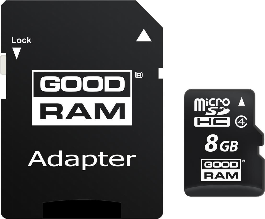 Goodram 8GB Micro SDHC - MicroSDHC - Klasse 4 - Schwarz - Magnetsicher - Schockresistent - Röntgenstrahlenbeständig - 0 - 70 °C - -25 - 85 °C (M40A-0080R11)