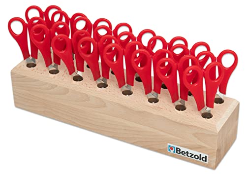 Betzold - Scheren, 16 Stück im Holzständer - Scherenblock Scheren-Köcher Scherenset