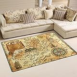 coosun Old Pirat Karte mit Wind Rose Bereich Teppich Teppich rutschfeste Fußmatte Fußmatten für Wohnzimmer Schlafzimmer 152,4 x 99,1 cm, Textil, multi, 60 x 39 inch