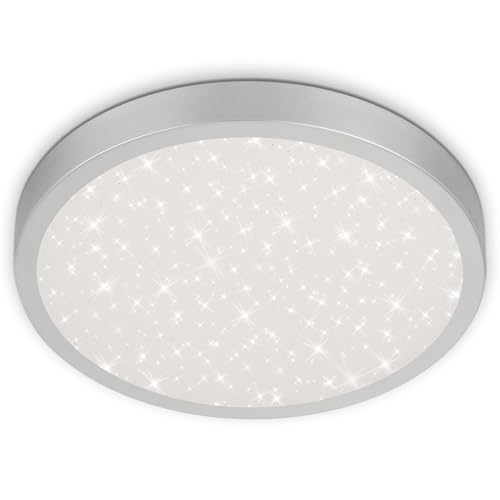 Briloner Leuchten - LED Deckenleuchte, Deckenlampe inkl. Sternendekor, 24 Watt, 3.000 Lumen, 4.000 Kelvin, Weiß-Silberfarbig, Ø 38cm