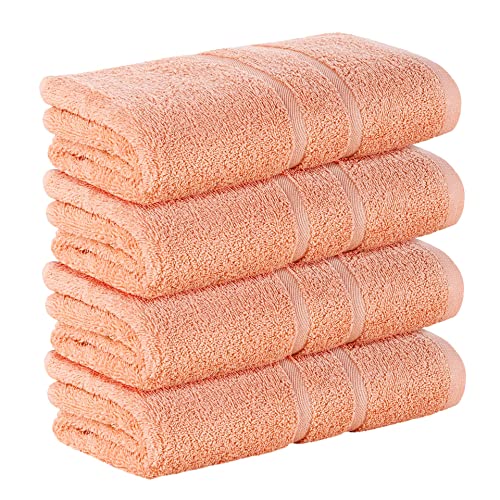 StickandShine 4er Set Premium Frottee Handtuch 50x100 cm in Peach in 500g/m² aus 100% Baumwolle