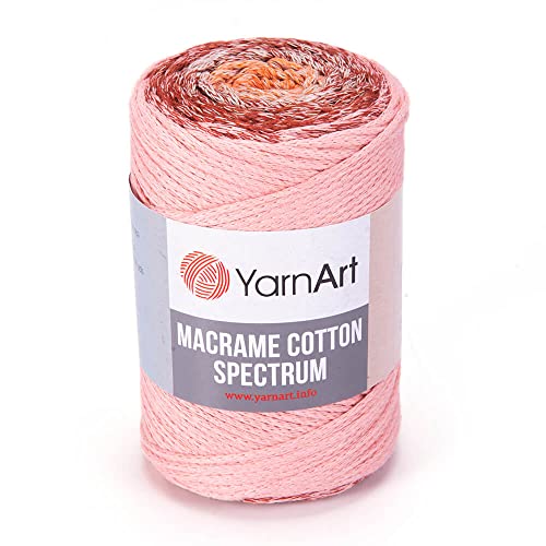 Yarn Art Makramee-Baumwollspektrum-Makramee-Kordel 250 g, 246 Yds 80% Baumwolle, Makramee-Seil, mehrfarbig, Makramee-Garn, Gewicht Kammgarn – Aran(4) (1319)