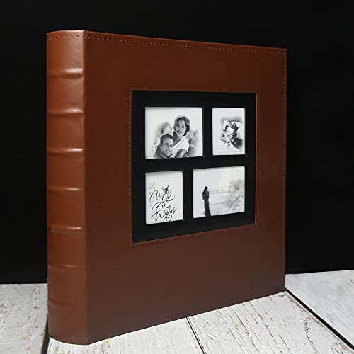 Fotoalbum 10 x 15 500 Fotos Leder Taschen mit großer Kapazität Fotoalben für Hochzeit Familie Baby Pitcures Album mit horizontalen und vertikalen Fotos (Schwarz) (500-Brown)