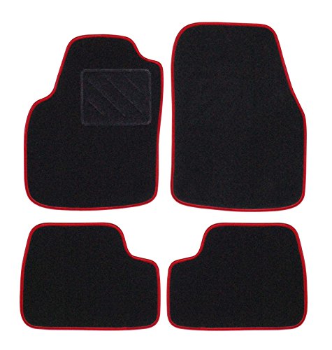 RAU DAKSRO0895 Nadelfilz Fußmatten mit Mattenhalter Vorne, Schwarz mit Einfassung Rot