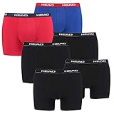 HEAD 6 er Pack Herren Boxer Boxershorts Basic Pant Unterwäsche, Farbe:Schwarz/Rot/Blau, Bekleidungsgröße:M