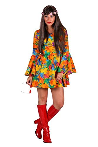 Thetru Damen Kostüm 60er 70er Hippie Kleid bunt Karneval Fasching Gr. XXL