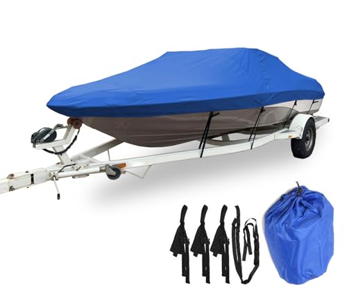 Bootspersenning 420d Dickes Oxford-Tuch Bootspersenning Abdeckung Benutzt FüR Winterlicher Outdoor-Schutz GroßE Boots, V-Rumpf Boat Cover,Blau,12~14FT:450 * 230CM