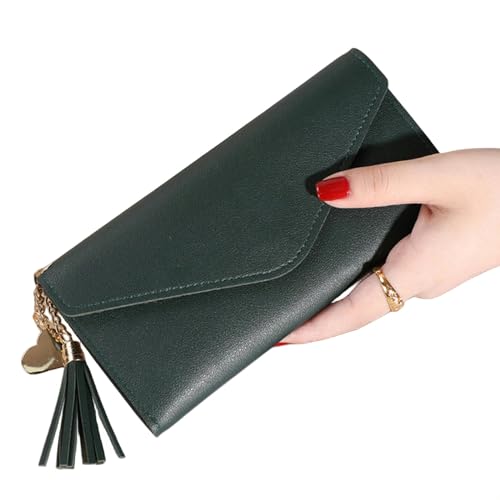 MdybF Geldbörse Damen Mode Frauen Brieftaschen Einfache Reißverschlussbaus Long Sektion Clutch Ladies Wallet Wallet-Grün