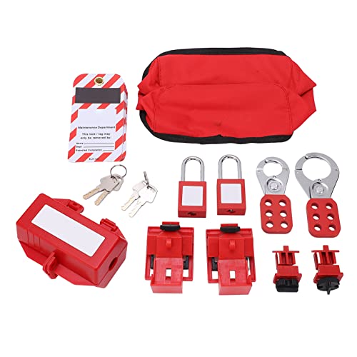 Lockout Tagout Kit, Electrical Lockout Tagout Kit einschließlich 12 Lockout Tag, 4 Breaker Lockout, 2 Safety Padlock, 2 Hasps, Electrical Safety Toolbox für Lock Out Tag Out