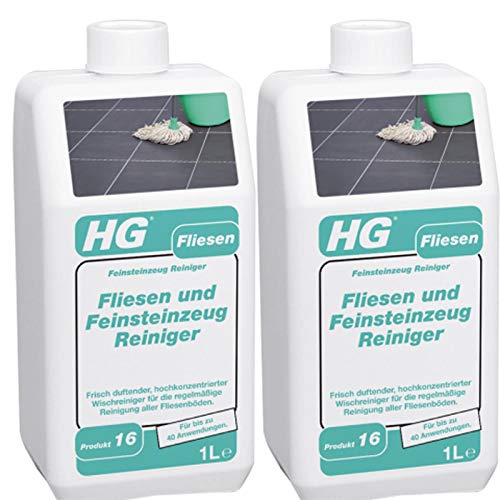Gardopia Sparpaket: HG Fliesen- und Feinsteinzeug-Reiniger 2x 1 Liter hochkonzentrierter, frisch duftender Wischreiniger