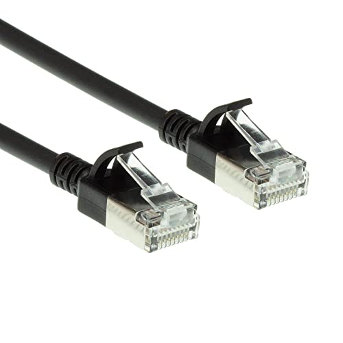 ACT Black 10 meter LSZH U/FTP CAT6A datacenter slimline patch cable snagless with RJ45 connectors (DC7910)