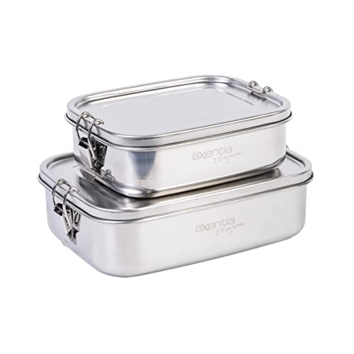 axentia Lunch-Box, Silber, ca. 800 ml und 1,2 l