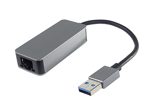 PremiumCord Adapter USB 3.0 auf Gigabit RJ45 Ethernet 10/100/1000/2500 Mbit, LAN Adapter, USB 3.0 Typ A Stecker auf RJ45 Buchse, Cat5/6/7, Metallisches Design, Farbe: Space Grey, 20 cm
