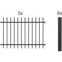 GAH Alberts Komplettset Zaun Chaussee 10 m, 1000 mm hoch, matt-schwarz, zum Einbetonieren