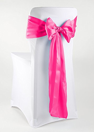 event-kauf Satin Stuhlschleifen/Tischläufer Satinschleifen Stuhlhussen-Schleife glänzend (Freie Farbwahl) … (Pink, 50)