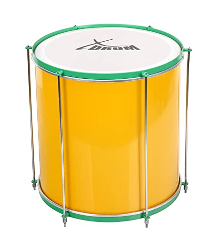 XDrum SSD-1616 Surdo Samba Trommel, brasilianische Basstrommel 16" x 16" (5,5 kg, Aluminium, 6 Spannstangen) gelb-grün