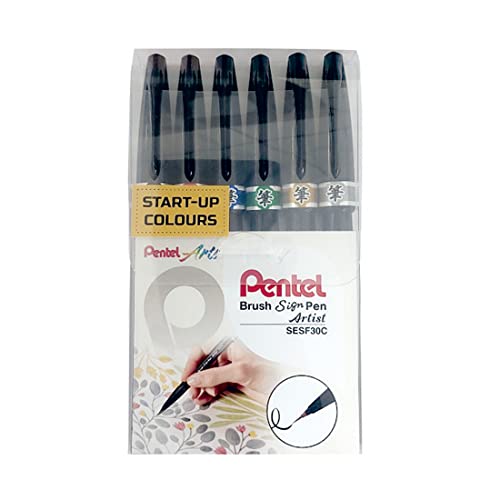 Pentel Sign Pen Micro Brush 6 Pack SESF30BP6M