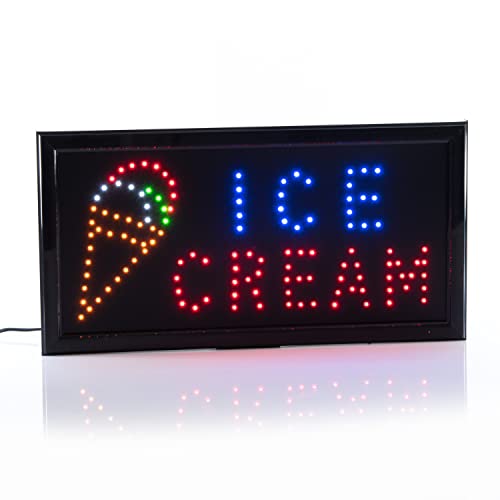 TruWare LED Schild ICE CREAM Leuchtreklame Werbetafel LED Schild Werbeschild Reklametafel Leuchtschild