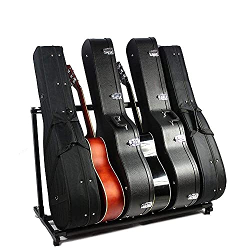 AYNEFY Gitarrenständer 5 Fach Gitarren Ständer Metall Gitarre Display Stand Universal Halterung Organizer Faltbare Rack für Akustik, Bass, E-Gitarre, Gitarrensammler Geschenk