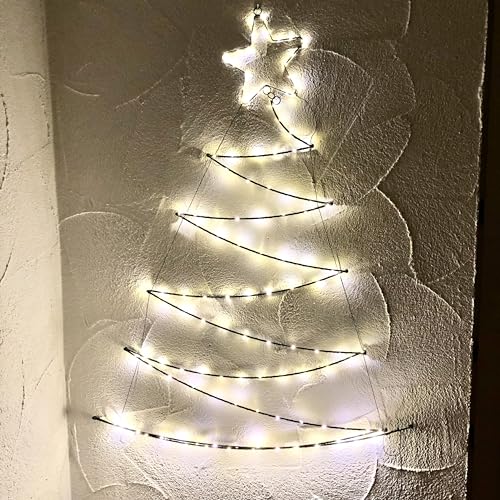 LED Weihnachtsbaum Dekoration, 125 Warmweiße LEDs, Für Innen- und Außenbereich geeignet, 110cm Höhe, Tannenform Weihnachtsdekoration, IP44 Wasserdicht, mit Langlebiger Lichtschlauch und Sternspitze