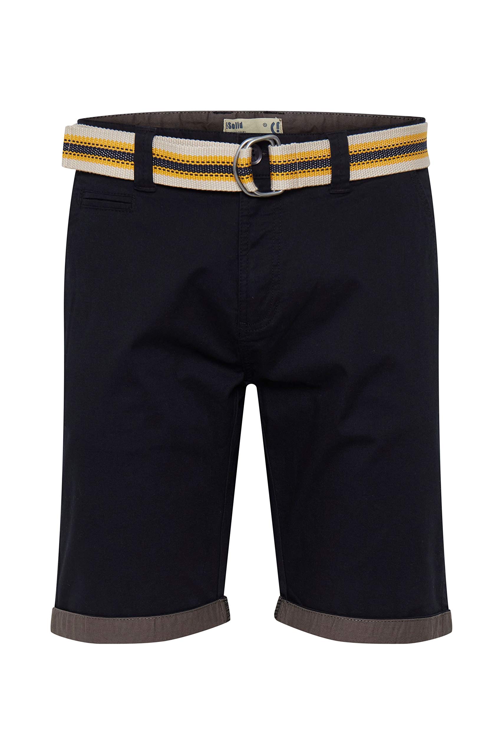 !Solid SDLagos Herren Chino Shorts Bermuda Kurze Hose mit Gürtel und Stretch Regular Fit, Größe:L, Farbe:Black (9000)