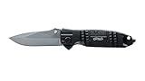 Walther Uni Messer Tac Knife Silver TacKnife STK 5.0717 Outdoormesser mit Holster, mit Fangriemen, mit Clip Schwarz, M